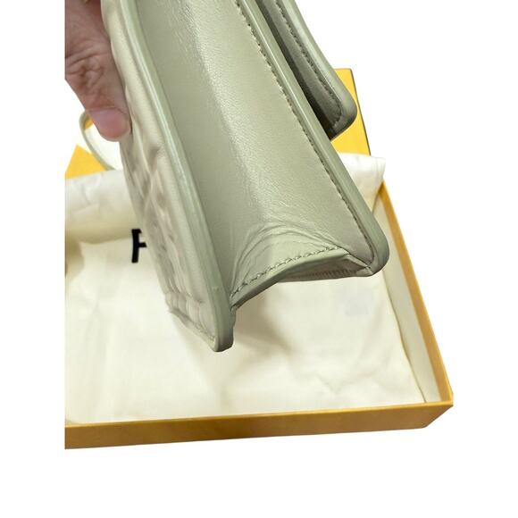 Fendi Wallet on Chain Baguette FF Leather Sage Green Crossbody Shoulder Bag - Picture 5 of 9